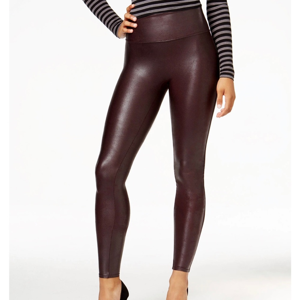 Spanx Faux Leather Leggings Wine Women’s Medium